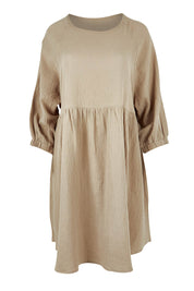 Product shot of the Feeling Free Cotton Smock Dress in colour Dust, from the front