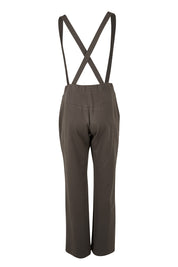 Product shot of the Meet Me At Midnight Ponte Pants in colour Olive (Green), from the back