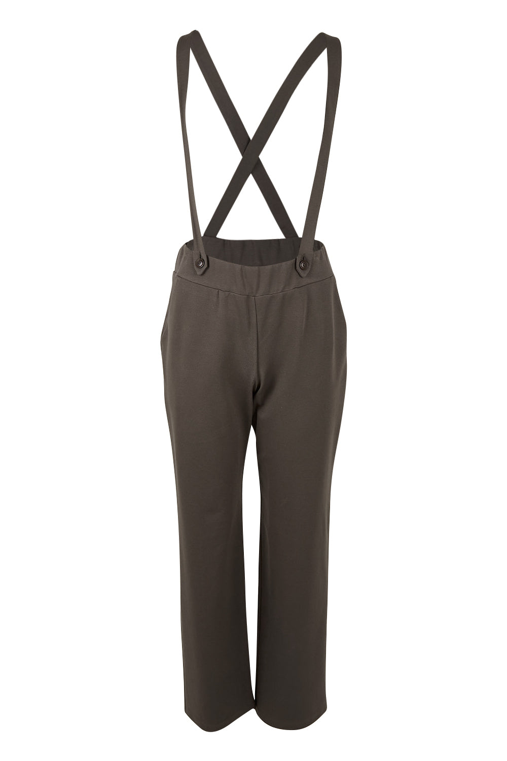 Product shot of the Meet Me At Midnight Ponte Pants in colour Olive (Green), from the front