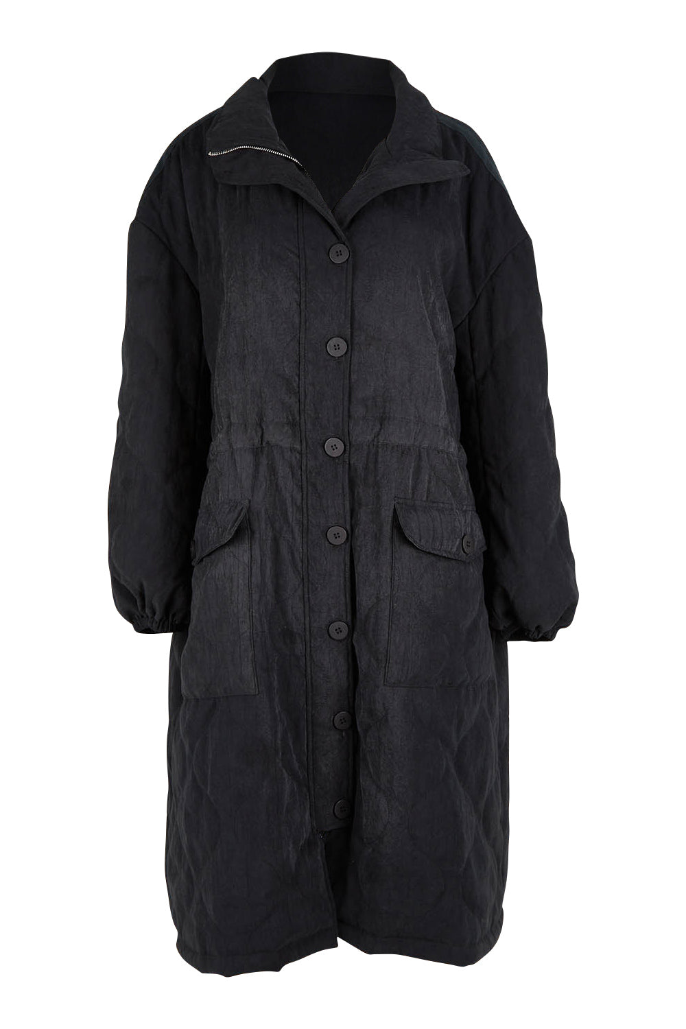 Product shot of the Heart Warming Quilted Anorak in colour Black (Black), from the front