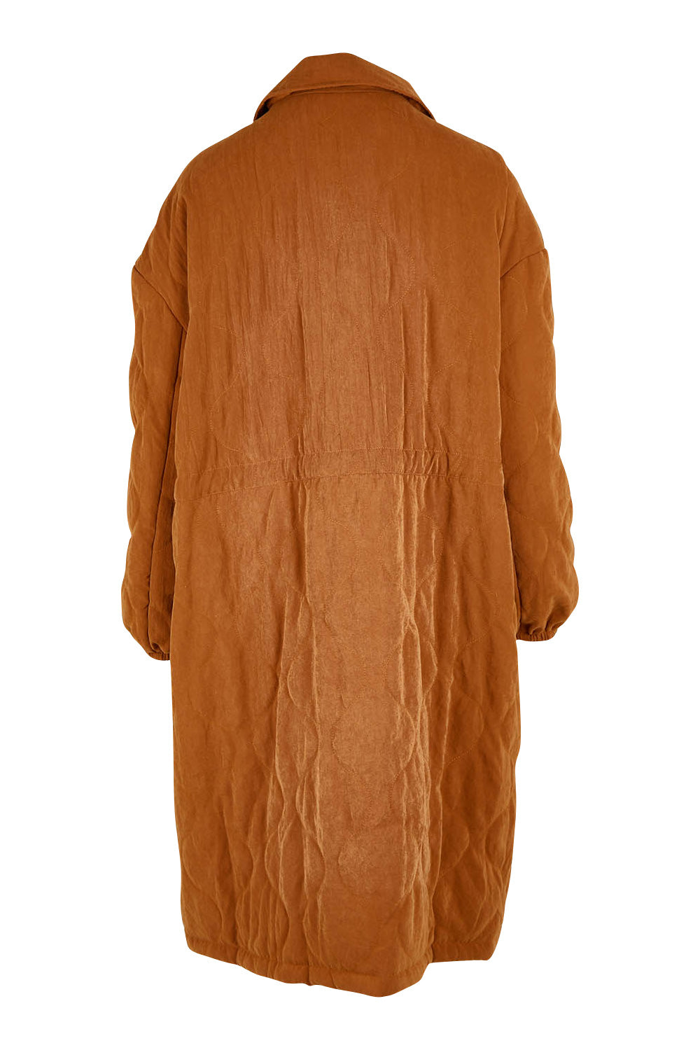 Product shot of the Heart Warming Quilted Anorak in colour Rust, from the back