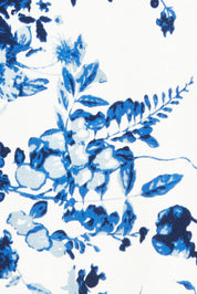 Product shot of the Falling Flowers Tee in colour Bluewhite (Blue), detail