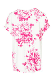 Product shot of the Falling Flowers Tee in colour Pinkwhite (Pink), from the back