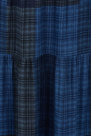 Product shot of the Chasing Sunsets Skirt in colour Bluecheck (Blue), detail