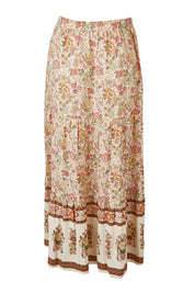 Product shot of the Chasing Sunsets Skirt in colour Bonefleur, from the back