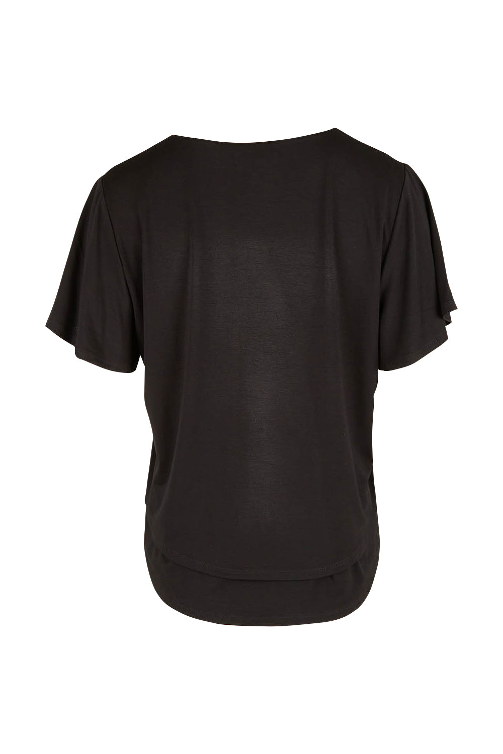 Product shot of the Short And Sweet Bamboo Layered Tee in colour Black (Black), from the back