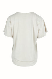 Product shot of the Short And Sweet Bamboo Layered Tee in colour Natural, from the back