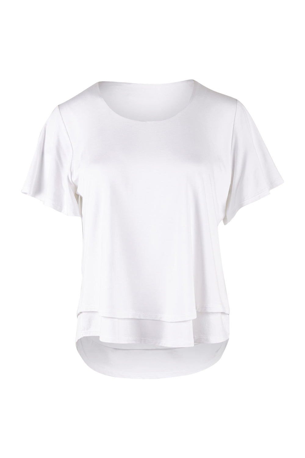 Product shot of the Short And Sweet Bamboo Layered Tee in colour White (White), from the front