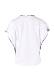 Product shot of the Blanket Stitch Butterfly Top in colour White (White), from the back