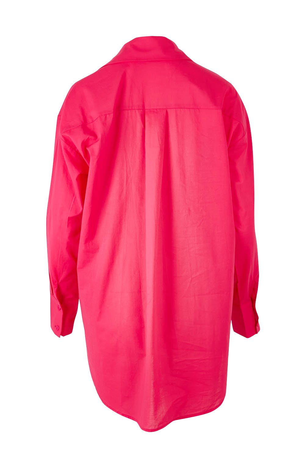 Product shot of the Relaxed Elegance Boyfriend Shirt in colour Hotpink (Pink), from the back