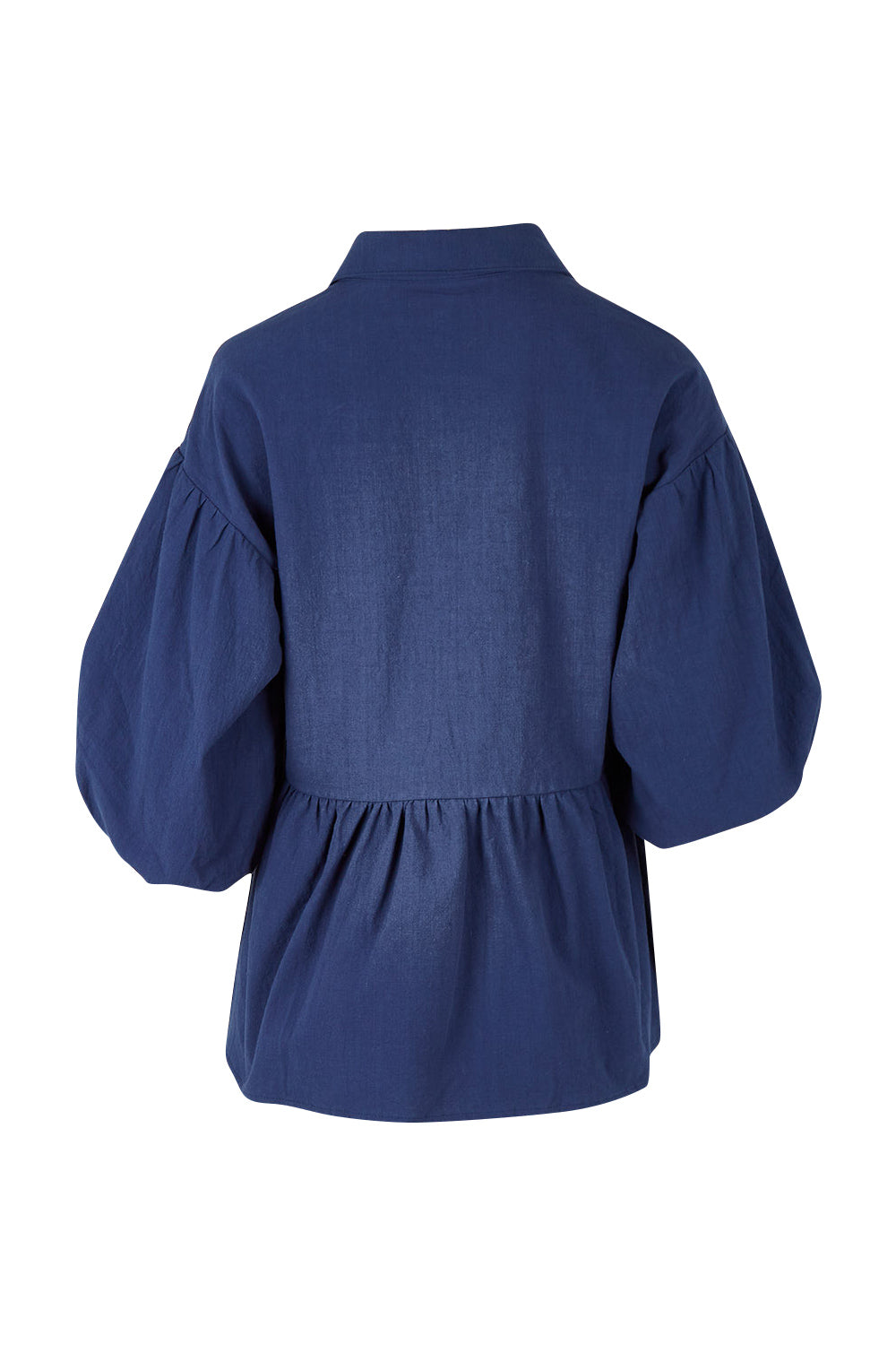 Product shot of the Daydreaming Billow Sleeve Shirt in colour Blue (Blue), from the back