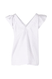 Product shot of the Frill Me Cotton Top in colour White (White), from the back
