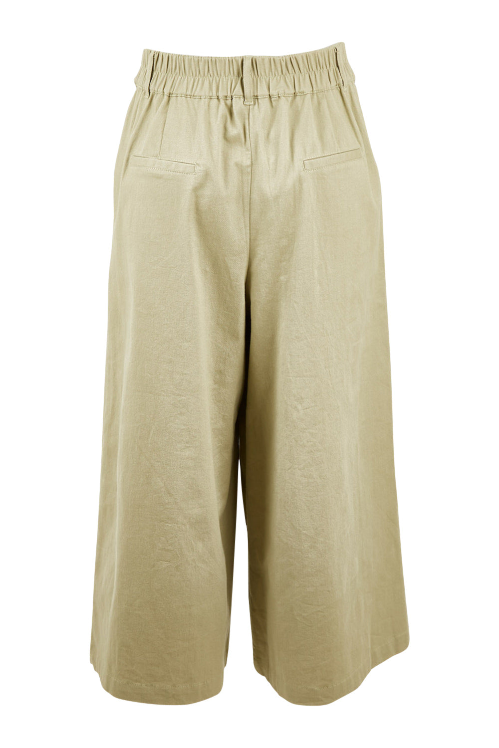 Product shot of the Summer Breeze Boyfriend Pants in colour Khaki (Green), from the back