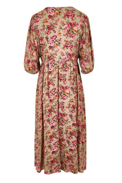 Product shot of the Summer Picnic Printed Smock Dress – Greenfleur in colour Greenfleur, from the back