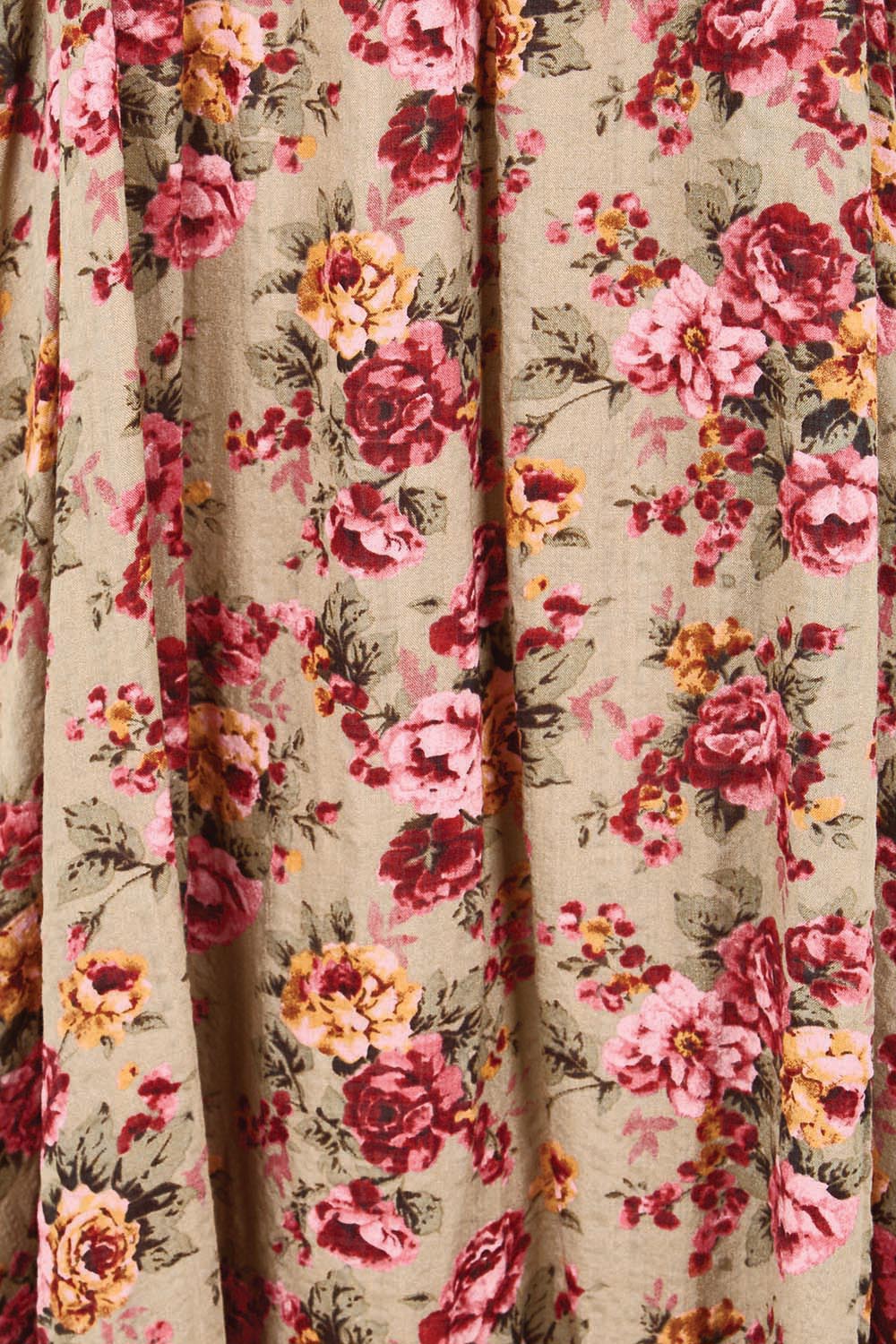 Product shot of the Summer Picnic Printed Smock Dress – Greenfleur in colour Greenfleur, showing detail