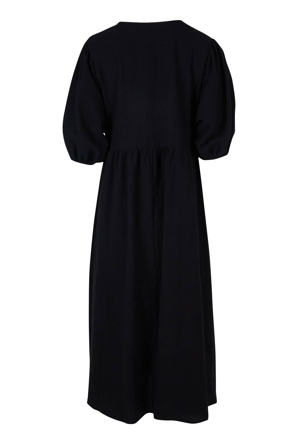 Product shot of the Summer Picnic Smock Dress in colour Black (Black), from the back