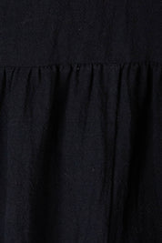 Product shot of the Summer Picnic Smock Dress in colour Black (Black), detail