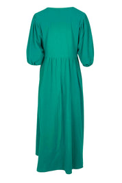 Product shot of the Summer Picnic Smock Dress in colour Springreen (Green), from the back