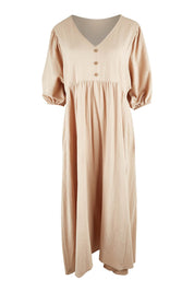 Product shot of the Summer Picnic Smock Dress in colour Stone, from the front