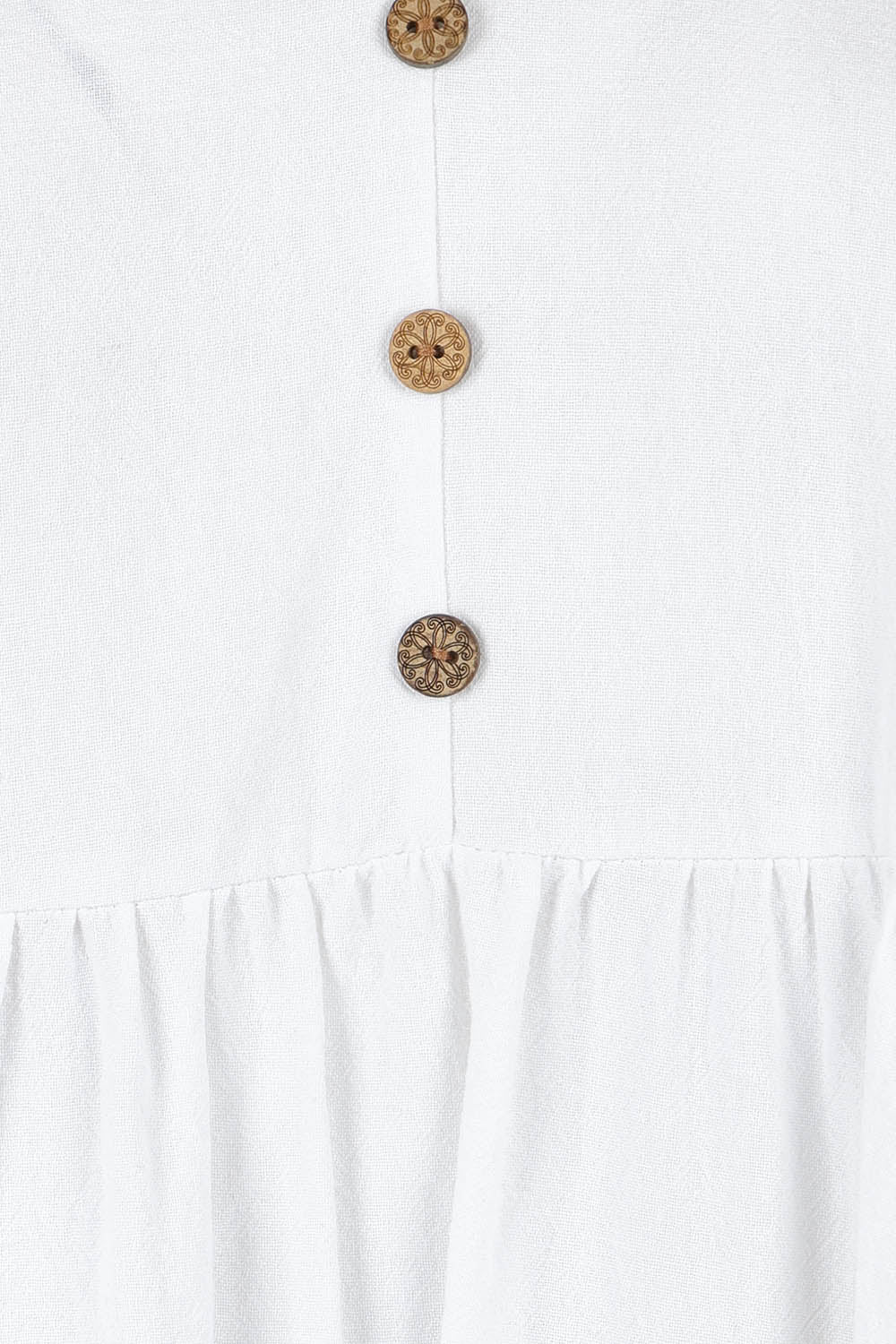Product shot of the Summer Picnic Smock Dress in colour White (White), detail