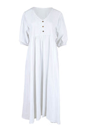 Product shot of the Summer Picnic Smock Dress in colour White (White), from the front