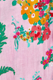 Product shot of the Thats A Wrap Printed Cotton Dress in colour Pinkgarden (Pink), detail
