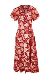 Product shot of the Thats A Wrap Printed Cotton Dress in colour Clayfleur, from the front