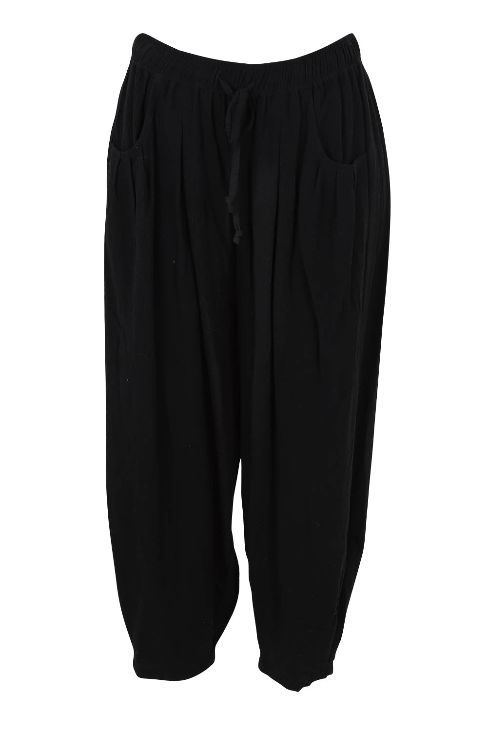 Product shot of the Beach Stroll Cotton Pants in colour Black (Black), from the front