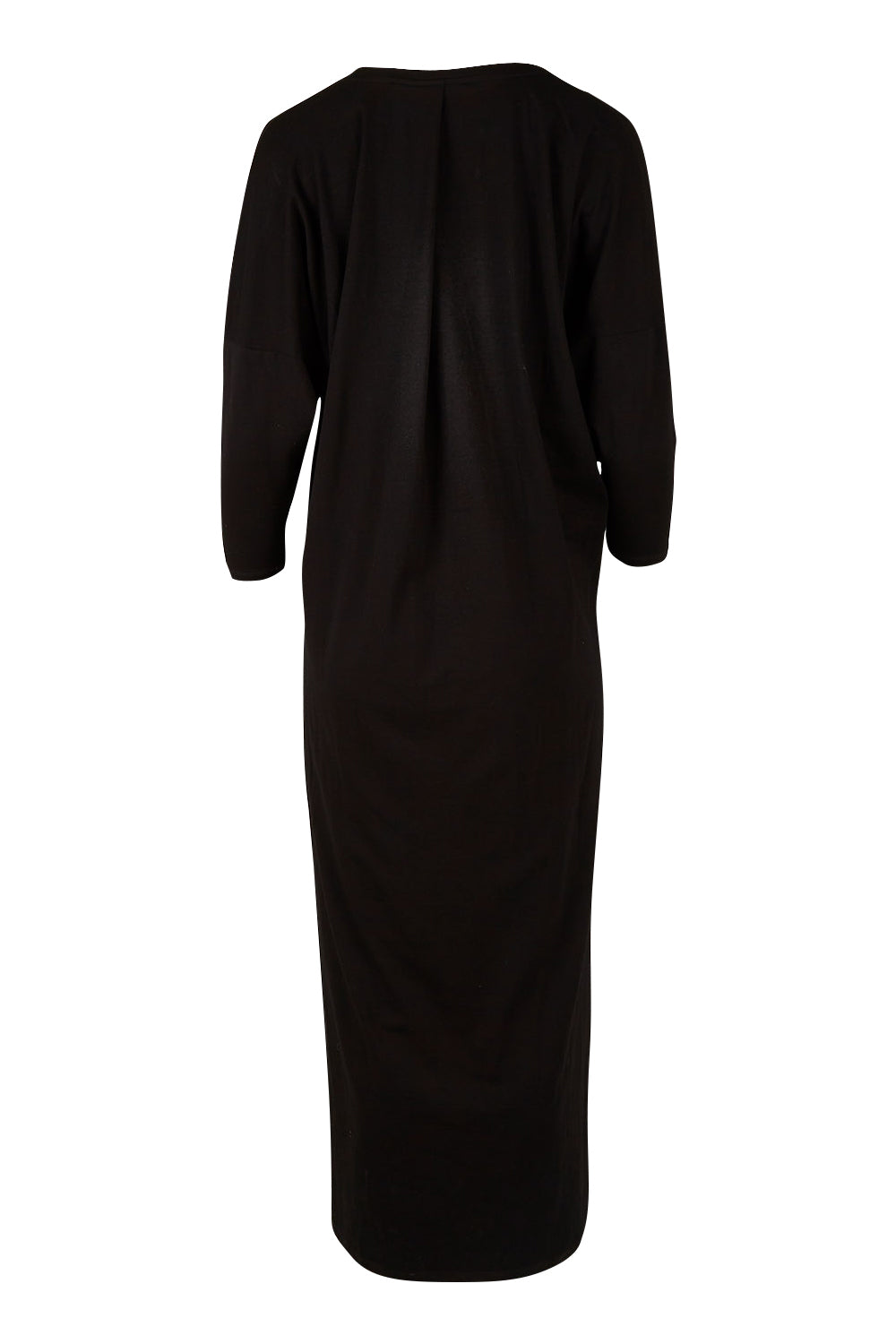 Product shot of the Elegantly Lounging Mercerised Cotton Maxi in colour Black (Black), from the back