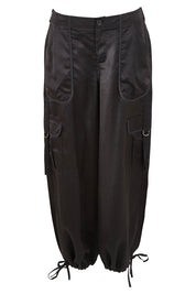 Product shot of the Date Night Cargo Pants in colour Black (Black), from the front