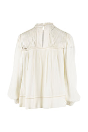 Product shot of the Im In Love Blouse in colour Buttermilk, from the back