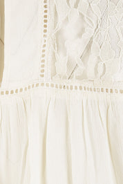Product shot of the Im In Love Blouse in colour Buttermilk, detail