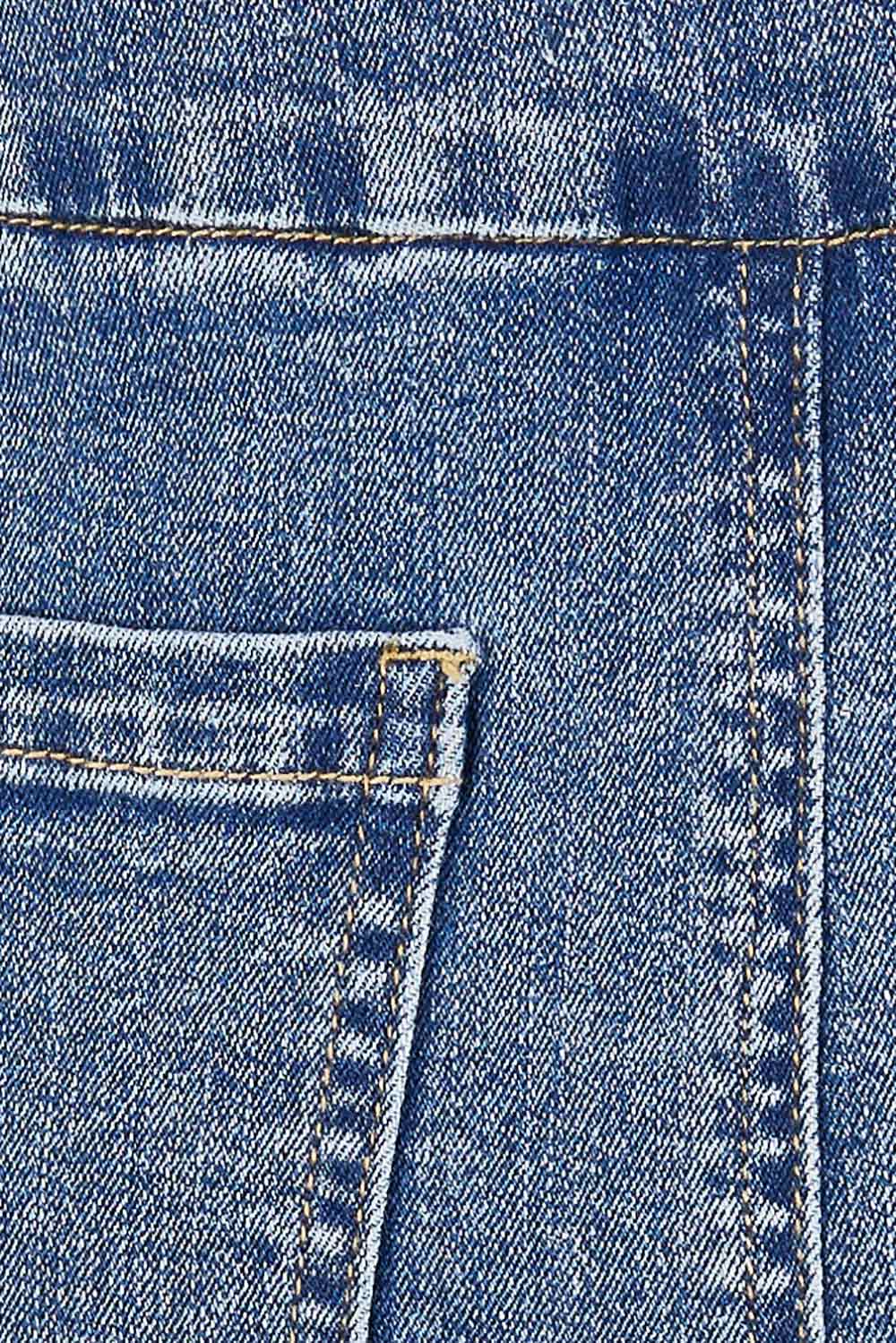 Product shot of the Easy As Pull On Denim Skirt in colour Denim (Blue), detail
