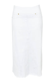 Product shot of the Easy As Pull On Denim Skirt in colour White (White), from the front