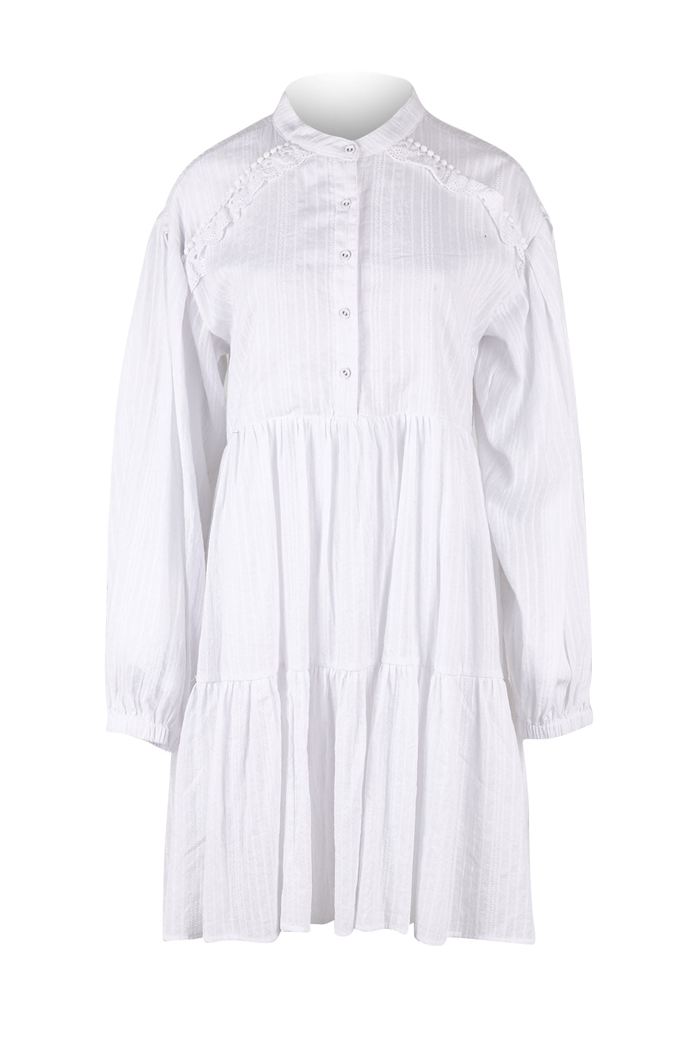 Product shot of the Market Day Cotton Dress in colour White (White), from the front