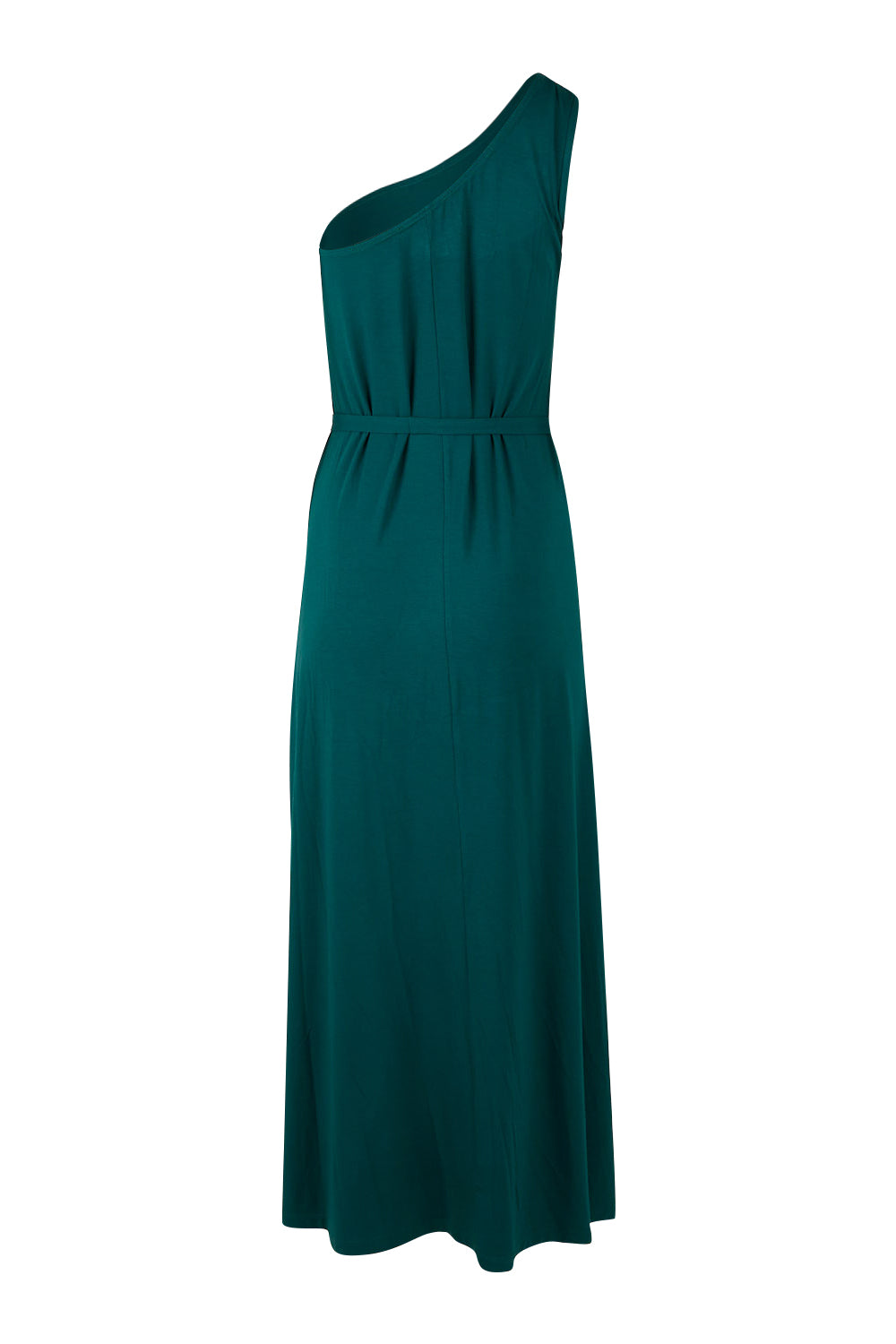 Product shot of the Shoulder Shimmy Bamboo Maxi Dress in colour Pine (Green), from the back