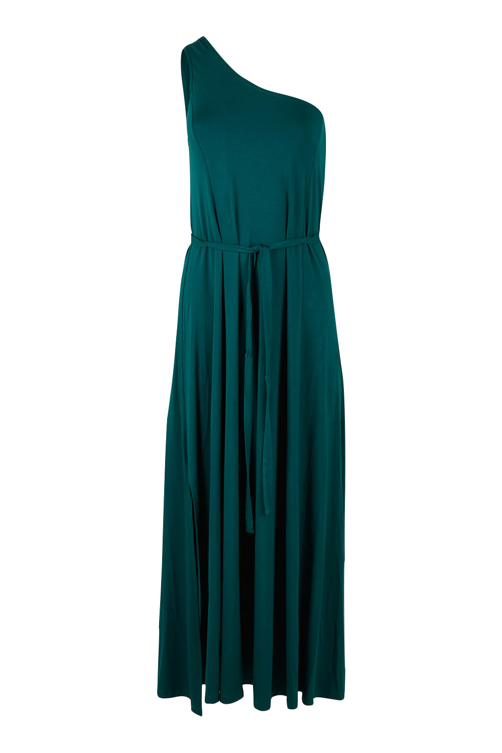 Product shot of the Shoulder Shimmy Bamboo Maxi Dress in colour Pine (Green), from the front