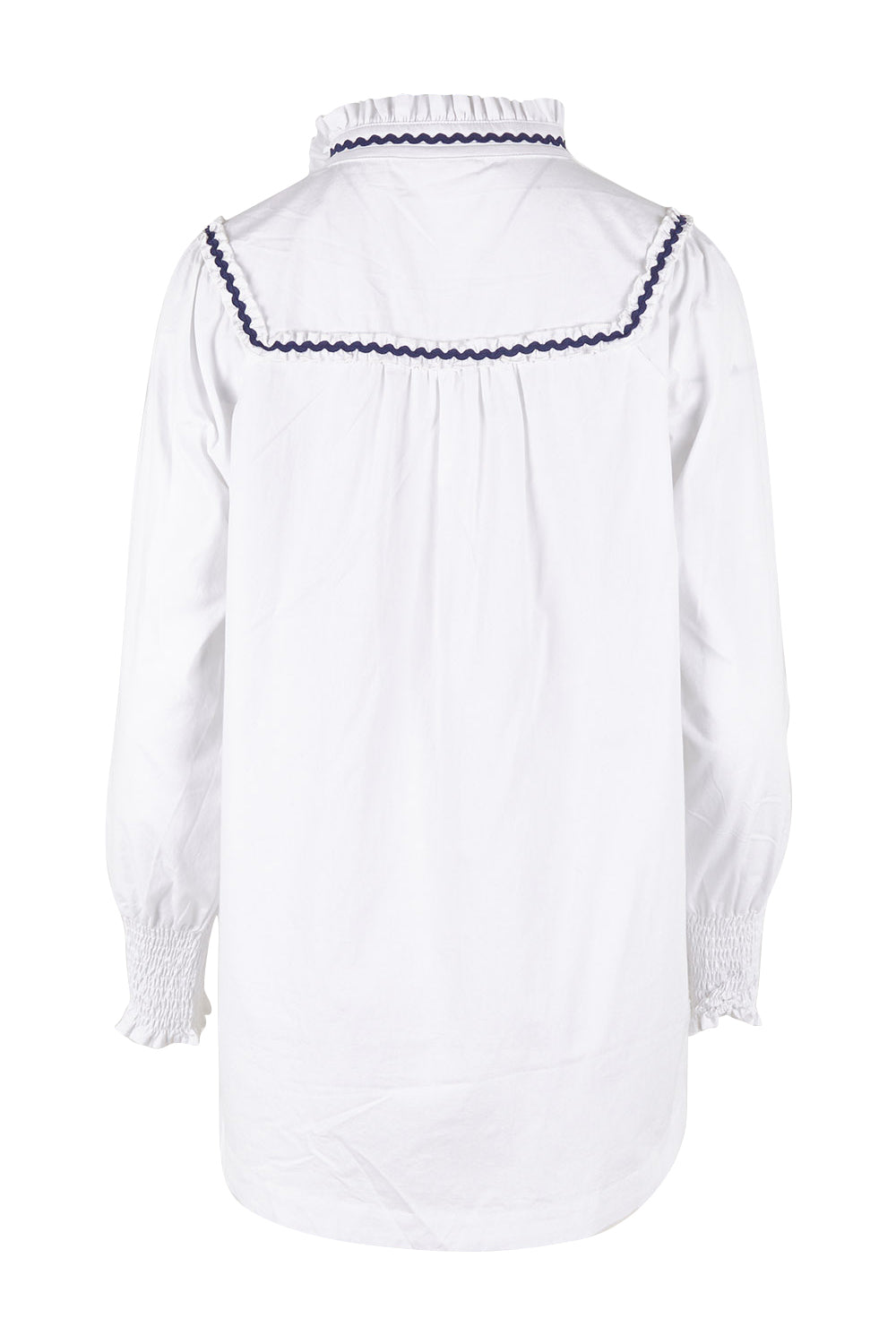 Product shot of the Ric Rac Romance Blouse in colour White (White), from the back