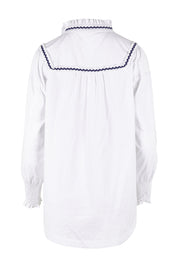 Product shot of the Ric Rac Romance Blouse in colour White (White), from the back