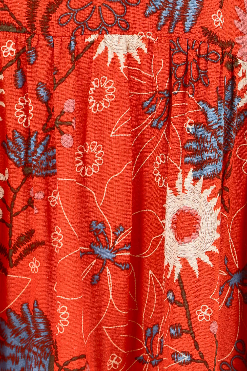 Product shot of the Its Easy Loving You Short Sleeve Dress in colour Redfleur (Red), detail