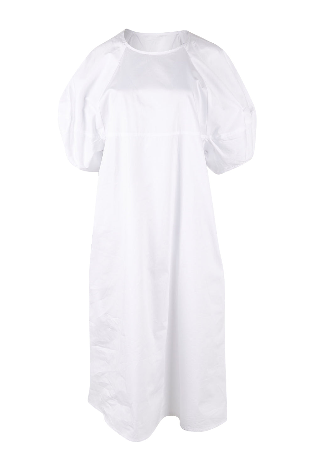Product shot of the Light The Way Lantern Sleeve Dress in colour White (White), from the front
