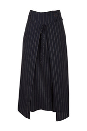 Product shot of the Sweet Delight Apron Wrap Skirt in colour Blkstripe (Black), from the front