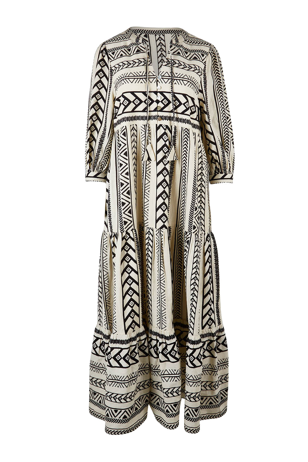 Product shot of the Forever Favourite Cotton Maxi Dress in colour Blackstrip, from the front
