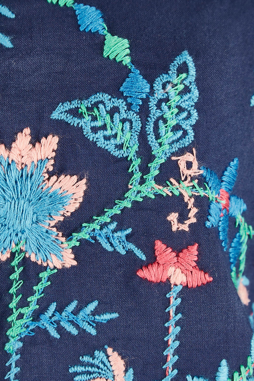 Product shot of the My Happiness Embroidered Blouse in colour Navycombo (Blue), detail