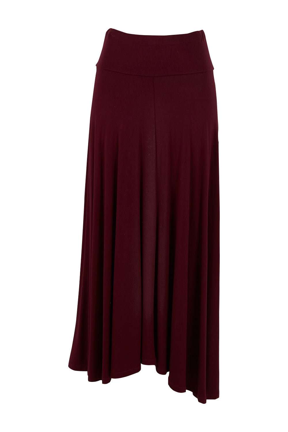 Product shot of the Love Language Bamboo Maxi Skirt in colour Merlot (Red), from the front