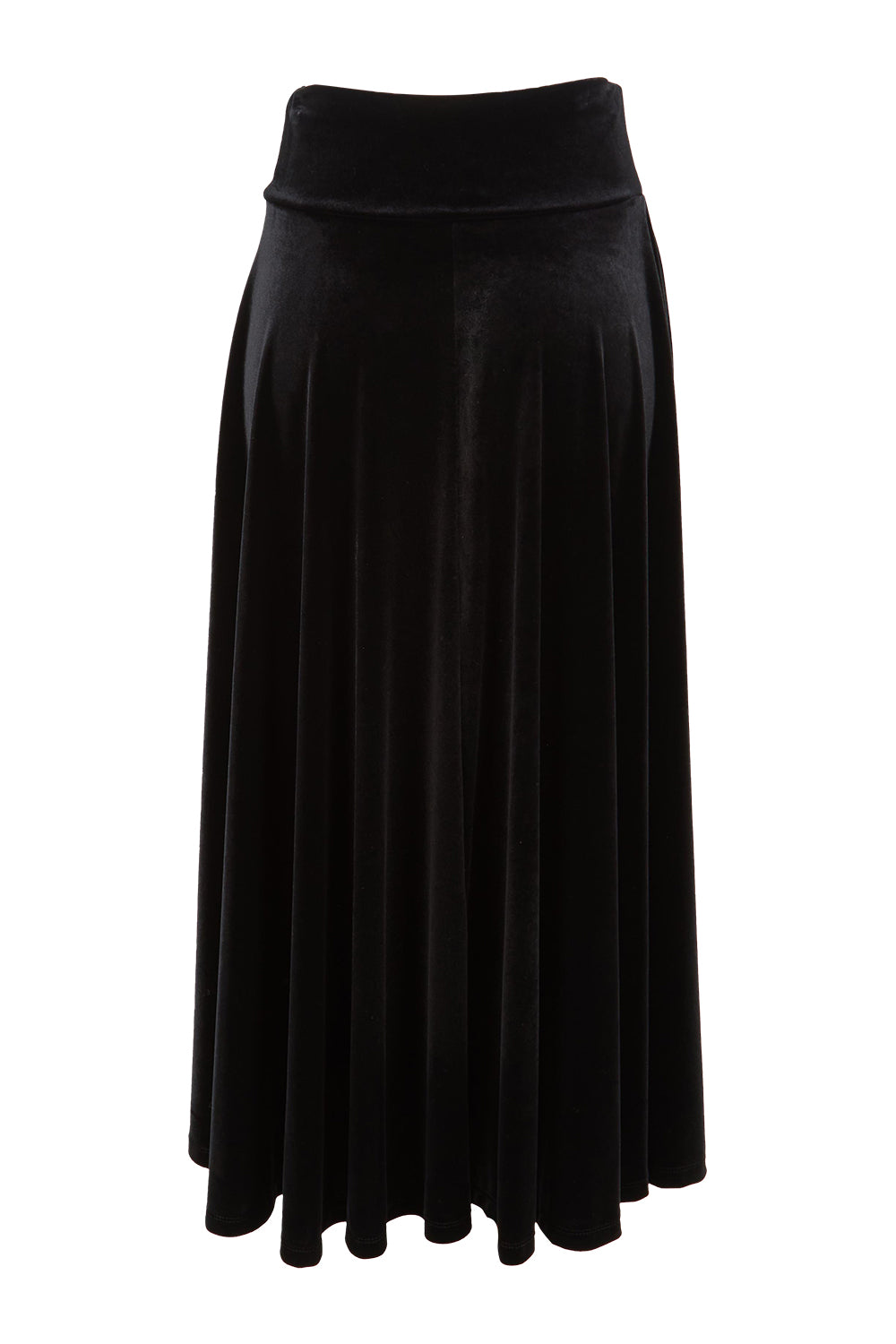 Product shot of the Love By Candlelight Velvet Skirt in colour Black (Black), from the back