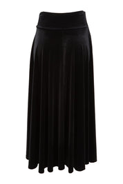Product shot of the Love By Candlelight Velvet Skirt in colour Black (Black), from the back