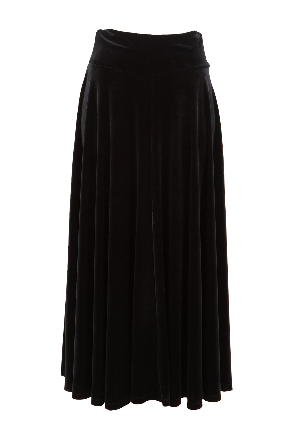 Product shot of the Love By Candlelight Velvet Skirt in colour Black (Black), from the front