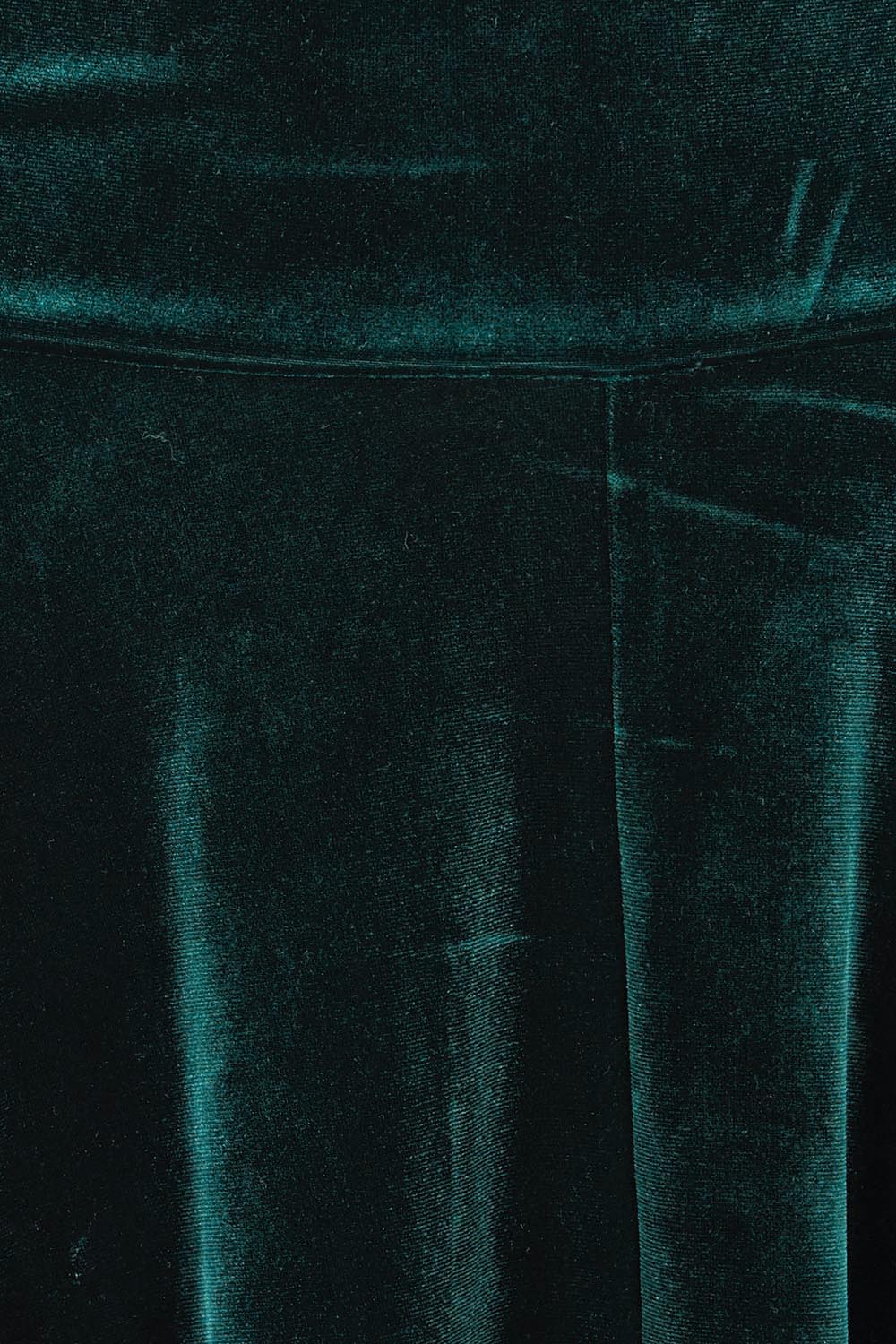 Product shot of the Love By Candlelight Velvet Skirt in colour Ivy (Green), detail