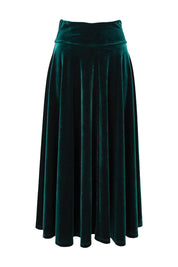 Product shot of the Love By Candlelight Velvet Skirt in colour Ivy (Green), from the front